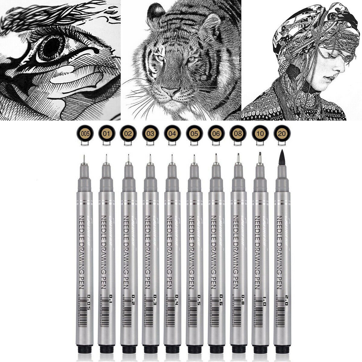12pcs/box Fine Line Drawing Pens Set For Art Sketch Drawing, Waterproof  Ink, Students Neutral Pen, Needle Tube Pen