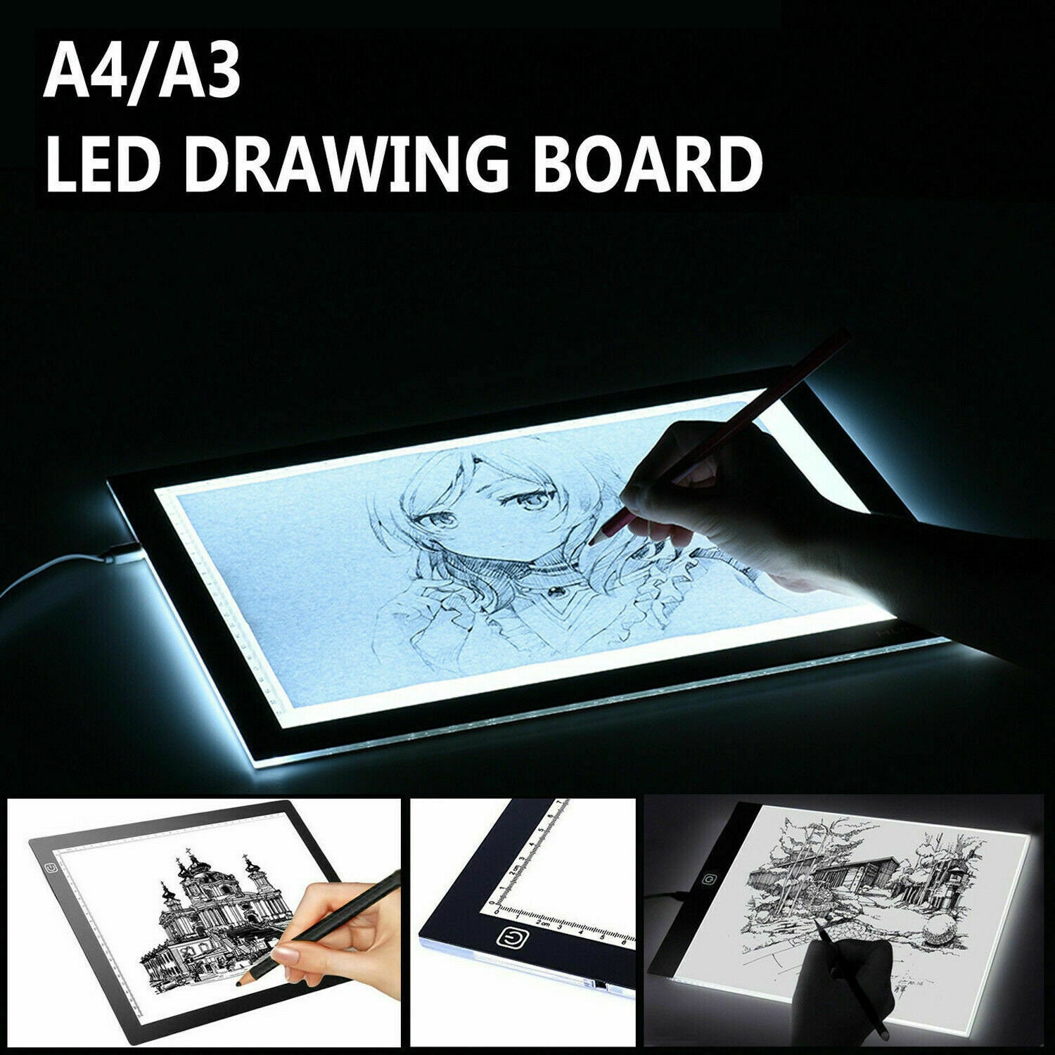 A3/A4/A5 LED Tracing Pad Copy, Drawing Pad Stepless Dimming, Ultra
