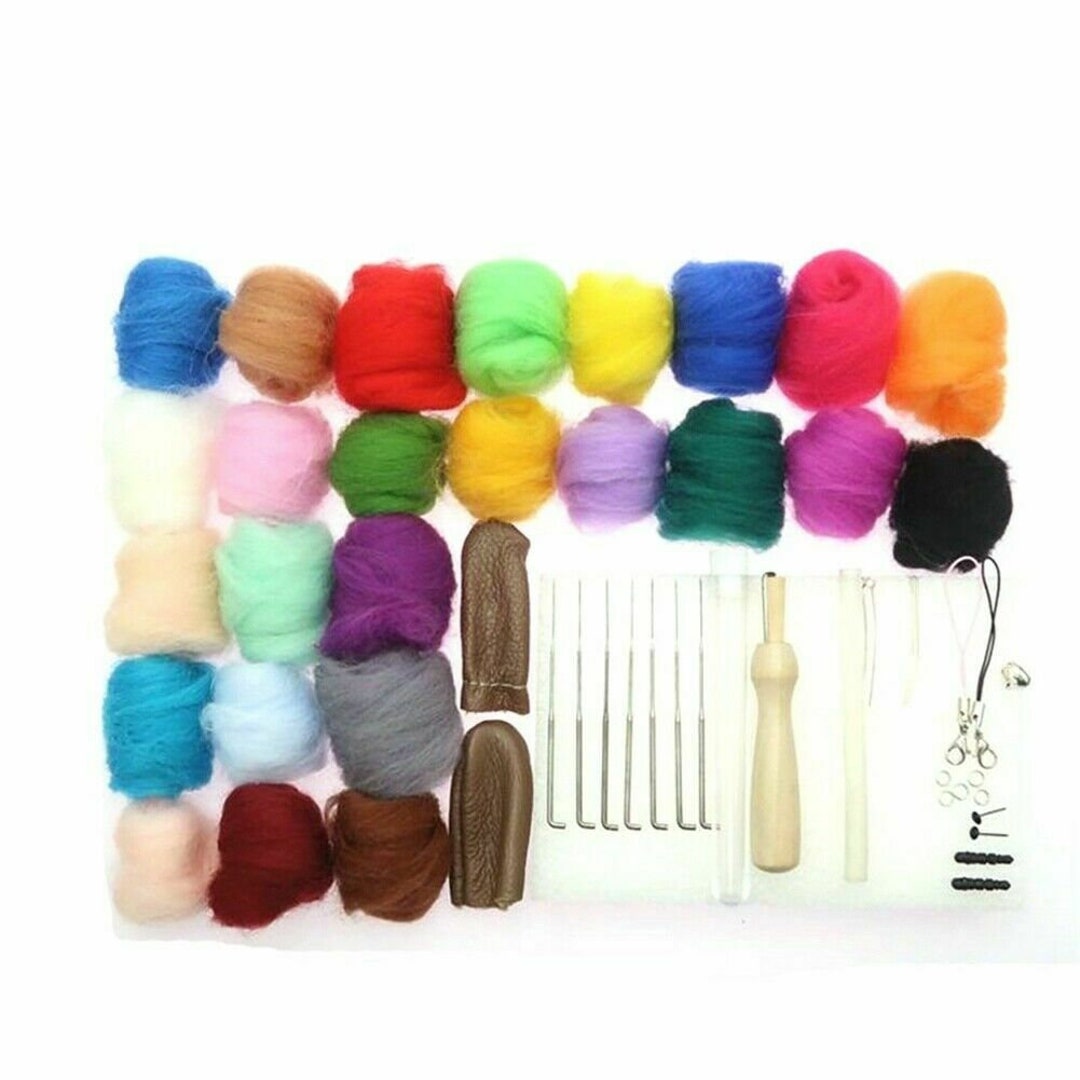 Kit De Feutrage à L'aiguille – 16 Couleurs De Laine – Tapis Inclus – Neuf