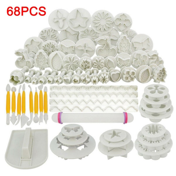 Cake Cutters Tools Mold Decorating Fondant Sugar craft Icing Plunger 68pcs