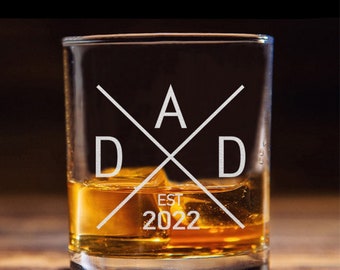 New Father Whiskey Rocks Glass Gift for First Time Parents Dad Est 2020 Bold 10.25 Oz Glasses 