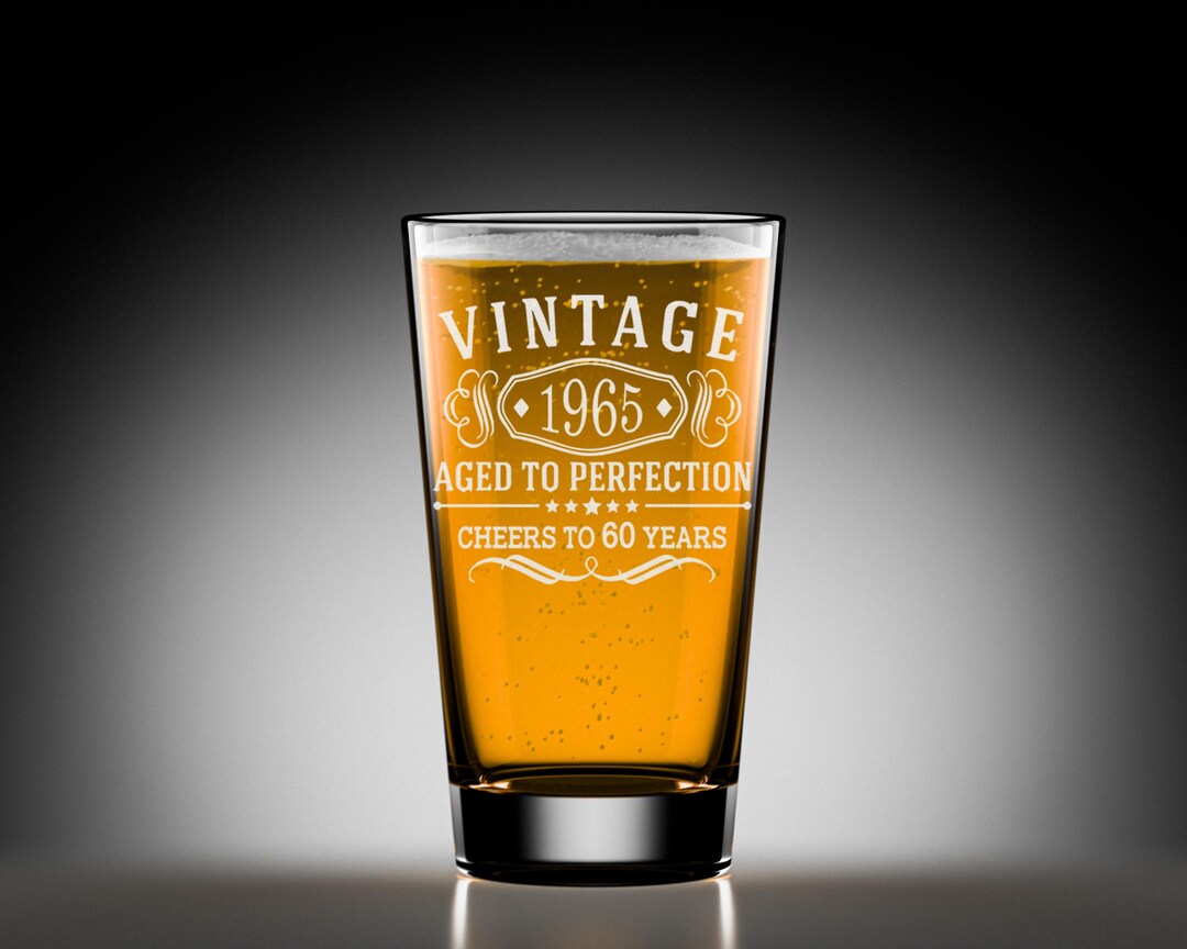 Engraved Beer Pint Glass, Vintage 1966, Aged to Perfection, Cheers to ...
