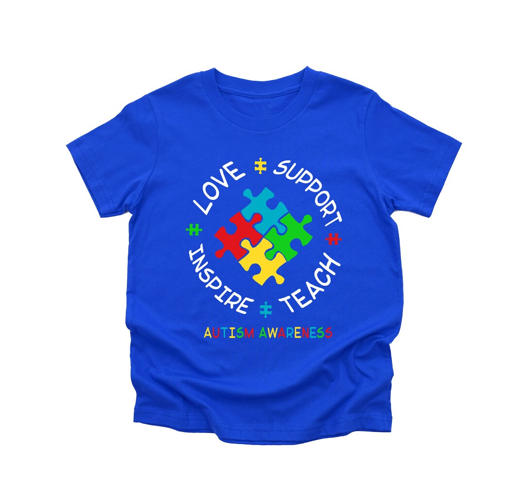 Love Support Inspire Teach Autism Awareness Youth Tshirt Autism