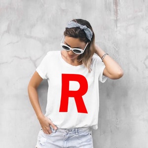 Team Rocket R Halloween Team Costume Women&#39;s T-Shirt funny Halloween group shirts Crazy Party Tee