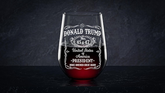 President Trump Laser Engraved Wine Glass, Right Wing, Conservative Gift, Trump For Presidency, Political Gift, 45 47