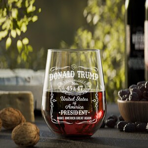President Trump Laser Engraved Wine Glass, Right Wing, Conservative Gift, Trump For Presidency, Political Gift, 45 47 bild 2