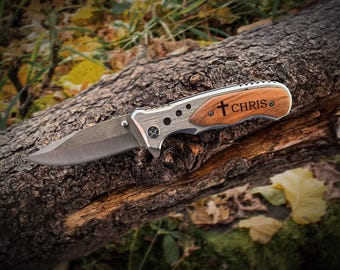 Personalized Pocket Knife For Dads, Hunters and Outdoorsmen, 3.25" Stainless Steel Blade, Great Gift For Father's Day and Birthdays