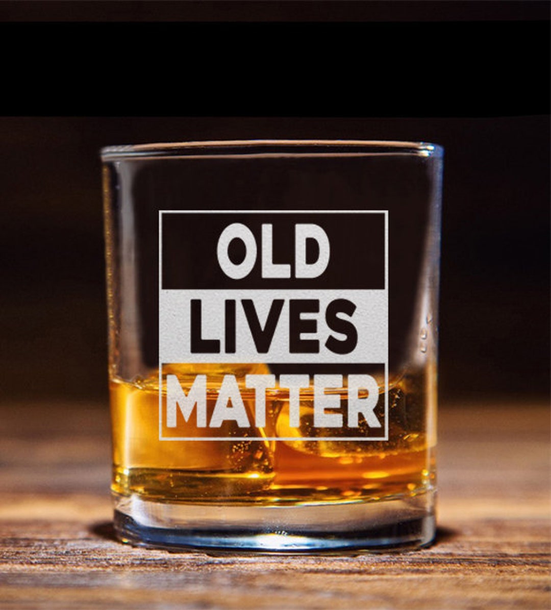 Soho Old Lives Matter Whiskey Glass Gift for Men, 7oz Insulated Double Walled Freezer Drinking Glass (Keeps Drink Iced Cold) Funny Gift for Dad/