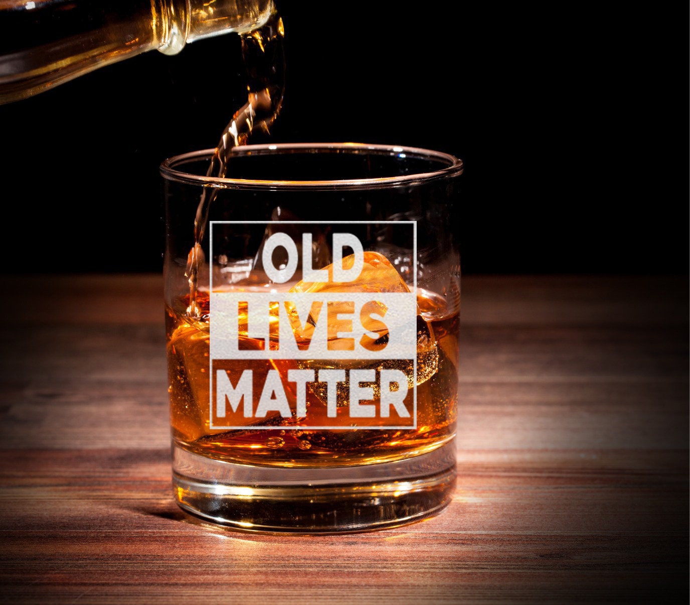 Soho Old Lives Matter Whiskey Glass Gift for Men, 7oz Insulated Double Walled Freezer Drinking Glass (Keeps Drink Iced Cold) Funny Gift for Dad/