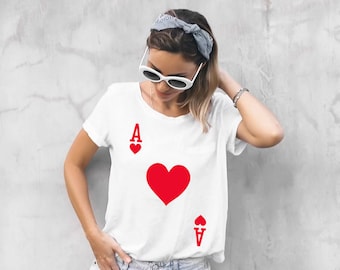 Ace of Hearts Halloween Team Costume funny Poker Cards Women's T-Shirt funny Halloween group party shirts