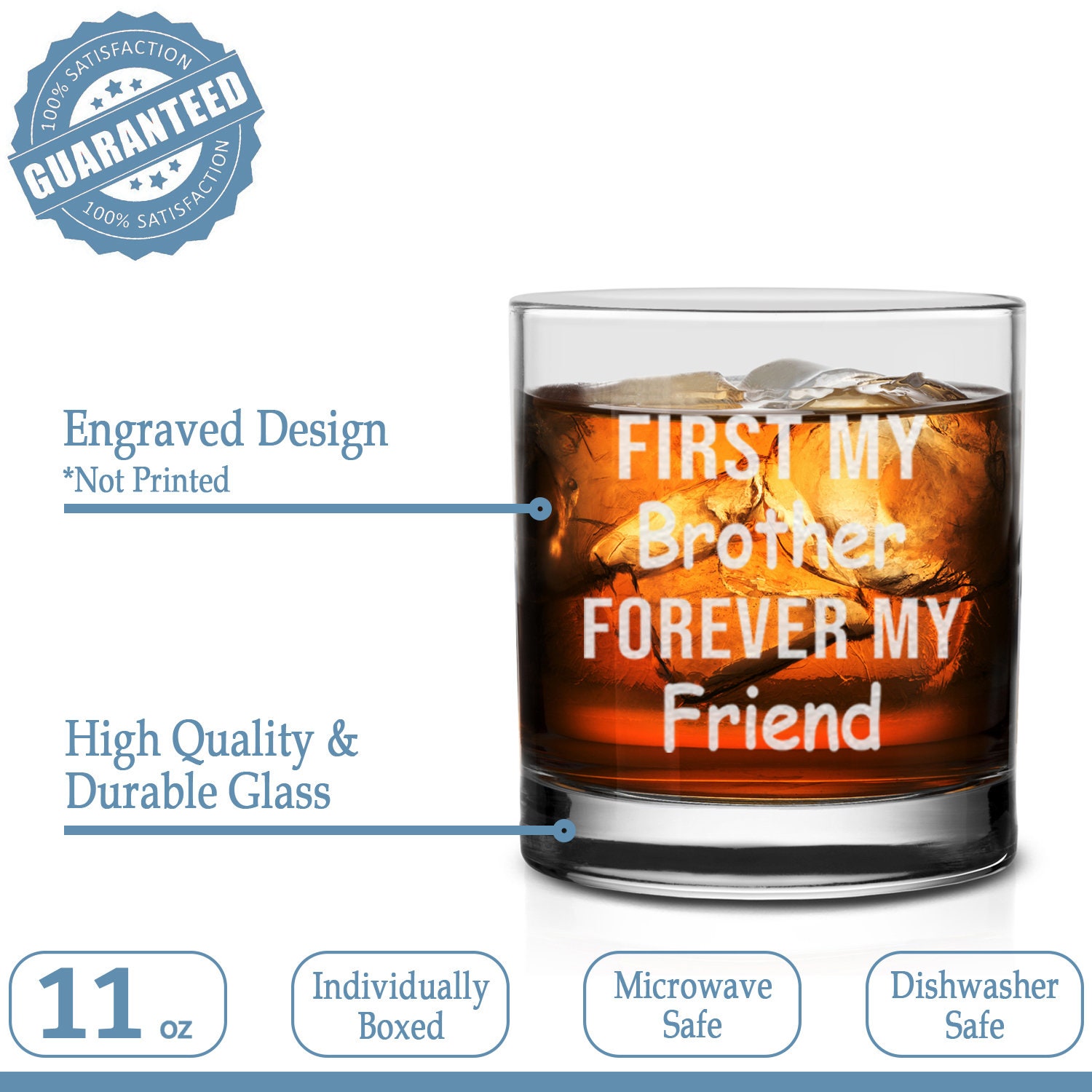 First My Brother Forever My Friend Whiskey Glass Funny Gift 