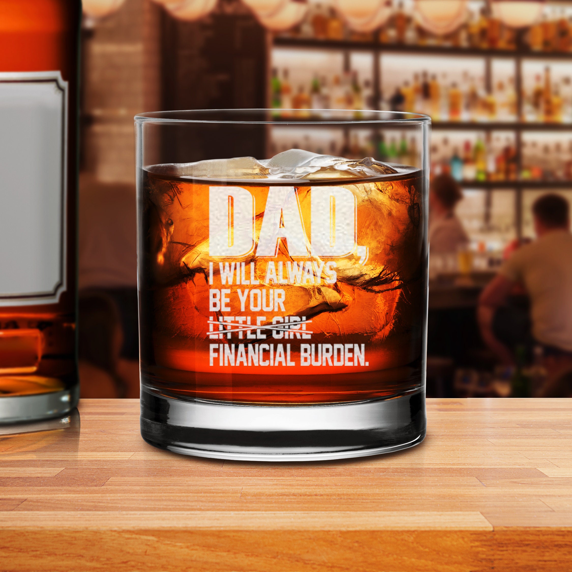 Whiskey Glas Graviert „Dad I Will Always Be Your Little Girl“ – 325 Ml, Bleifrei, Spülmaschinengeeignet