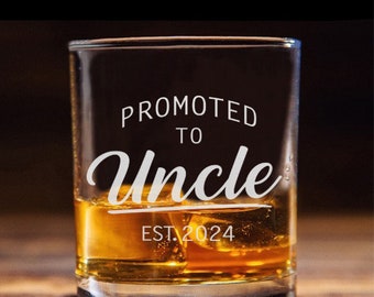 Promoted to Uncle Est 2024 Uncle Pregnancy Announcement to be Gift new Uncles Whiskey Glass