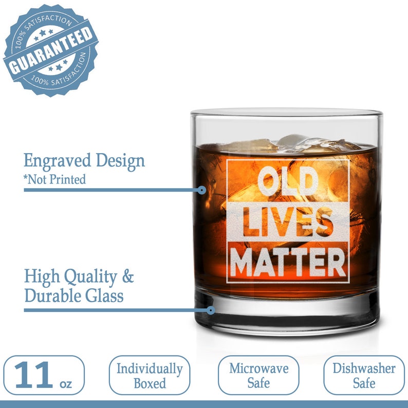 Old Lives Matter Whiskey Glass Funny Birthday Fathers Day Gift for Dad, Grandpa, Papa Old Man Gag image 8