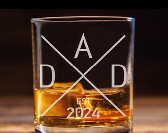 Dad Est 2024 Great Pregnancy Announcement Gift New Dad Established 2024 First Time Father Whiskey Glass