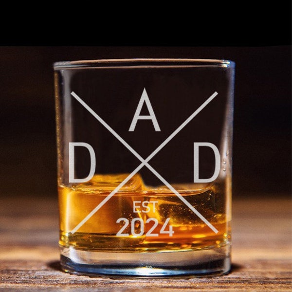 Dad Est 2024 Great Pregnancy Announcement Gift New Dad Established 2024 First Time Father Whiskey Glass