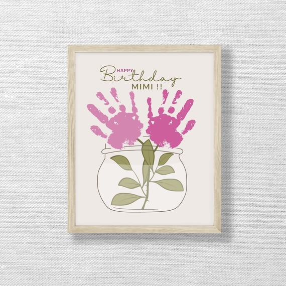 Mimi Birthday Handprint Art, Kid Craft, Printable Card (Digital Download)