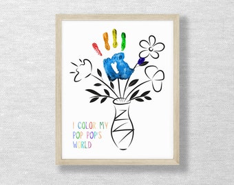 Pop Pop Handprint Flower Keepsake Art (Digital Download)