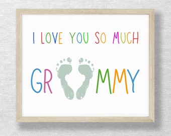 Handprint art craft, Love you Grammy keepsake, Birthday handprint, Grandparents Day, DIY Printable, Footprint, Mothers Day, Valentines Day