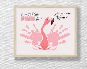 Pink Flamingo Handprint Art, Nana Keepsake (Digital Download)