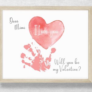 Mimi Valentine handafdruk ambacht, Beste Mimi kaart, DIY aandenken, Mimi cadeau, Kind Peuter Baby, Voetafdruk kunst, Afdrukbaar