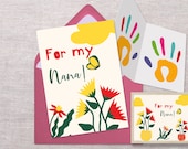Handprint card for Nana, Mother’s Day, Grandparents Day keepsake, Birthday, Valentine's Day, Footprint keepsake,  Parent child project