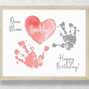 MIMI Birthday handprint craft, Dear Mimi card, DIY Bday keepsake, Mimi gift, Child Toddler Baby, Footprint art, Printable