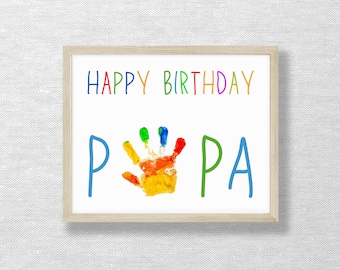 Happy Birthday Papa Handprint Art, DIY Keepsake (Digital Download)