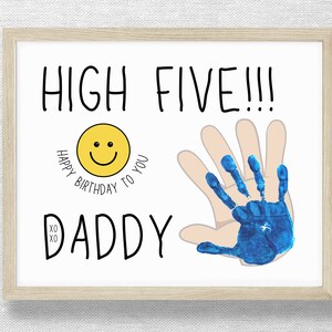 Empreinte de main d'anniversaire de papa, empreinte de main High Five, souvenir d'anniversaire, cadeau d'anniversaire de papa, artisanat d'art préscolaire, carte d'empreinte de main d'enfant en bas âge, XOXO