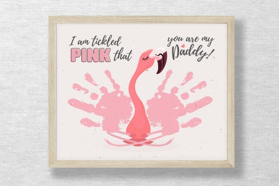 Pink Flamingo Handprint Art, Daddy Keepsake (Digital Download)