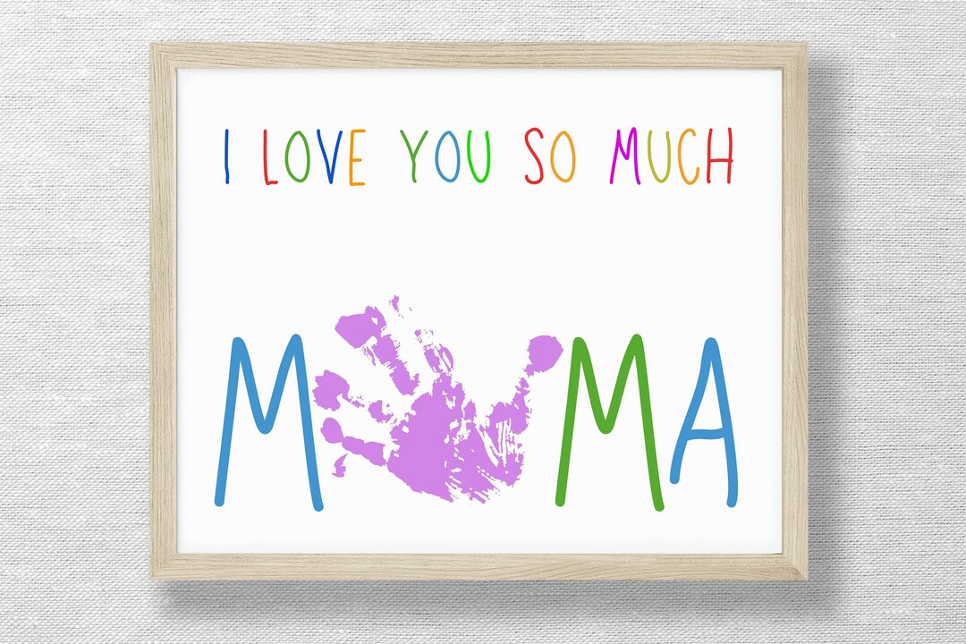 Handprint Art Craft Love You MAMA Keepsake Birthday Etsy