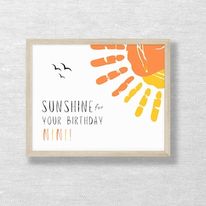 NINI birthday handprint craft, Sunshine card, DIY Birthday keepsake, gift for Nini, Child Toddler Baby, Preschool art, Printable