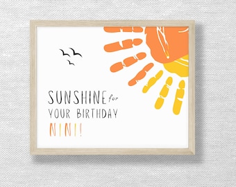 Nini Birthday Handprint Art, Sunshine Keepsake (Digital Download)