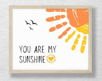 You are my sunshine handprint, Toddler craft, DIY art, Birthday keepsake, Grandparents Day, Mother's Day DIY, Valentine's Day, Preschool art