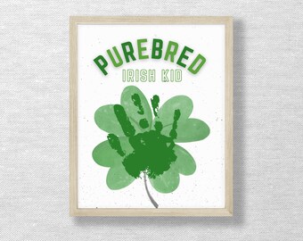 St. Patrick's Day Handprint Clover Keepsake, Toddler Craft (Printable Download)