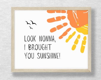 Handprint craft NONNA, Birthday keepsake,  Mothers day, Grandparents Day, Child Toddler Baby footprint, Valentine handprint, Sunshine card