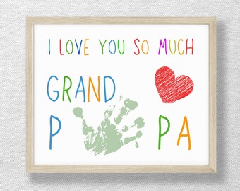 Handprint for GRANDPAPA, DIY Handprint craft, Father Grandfather birthday keepsake, Valentine Day, Baby Child Toddler, Preschool art