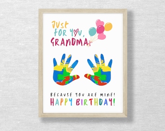 Grandma Birthday Handprint Art, DIY Keepsake (Digital Download)