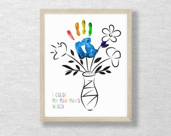 Handprint Flower Vase Art, Maw Maw Gift, Keepsake Craft (Digital Download)
