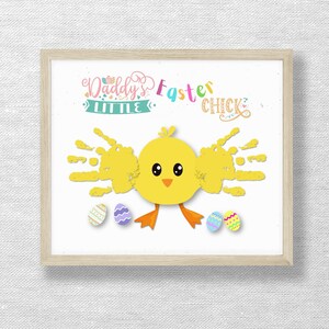 Easter chick handprint, Daddy&#39;s Little Easter Chick, Preschool, Kids Baby Toddler, DIY card, Printable keepsake, Daycare art project