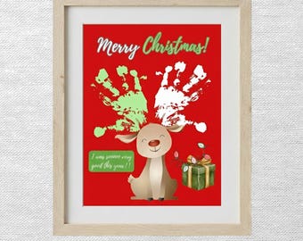 Merry Christmas, Holiday keepsake, Kids, Toddler craft, DIY Printable, Preschool art, Christmas card