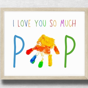 Handprint for POP, DIY Handprint craft, Father Grandfather birthday keepsake, Valentine Day, Baby Child Toddler, Preschool art, Kid keepsake
