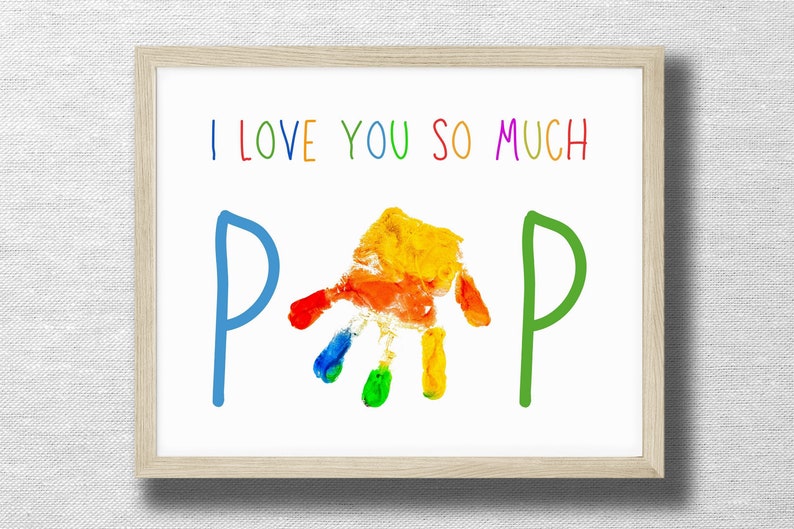 Handprint for POP, DIY Handprint craft, Father Grandfather birthday keepsake, Valentine Day, Baby Child Toddler, Preschool art, Kid keepsake image 1