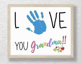 Love You Grandma Handprint Art, DIY Keepsake (Digital Download)