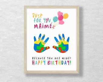 Handprint Birthday Card, Keepsake Art, DIY Craft (Digital Download)