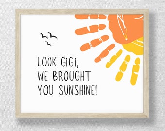 Handprint craft GiGi, Birthday keepsake,  Mothers day, Grandparents Day, Child Toddler Baby footprint, Valentine handprint, Sunshine card