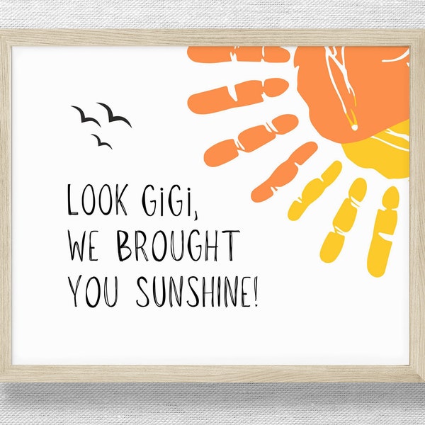 Handprint craft GiGi, Birthday keepsake,  Mothers day, Grandparents Day, Child Toddler Baby footprint, Valentine handprint, Sunshine card