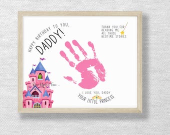 Princess Handprint Birthday Card for Daddy, Keepsake Art (Digital Download)