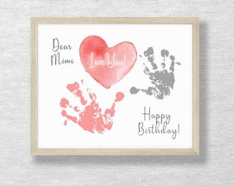 Mimi Birthday Handprint Art, DIY Keepsake Gift (Printable)