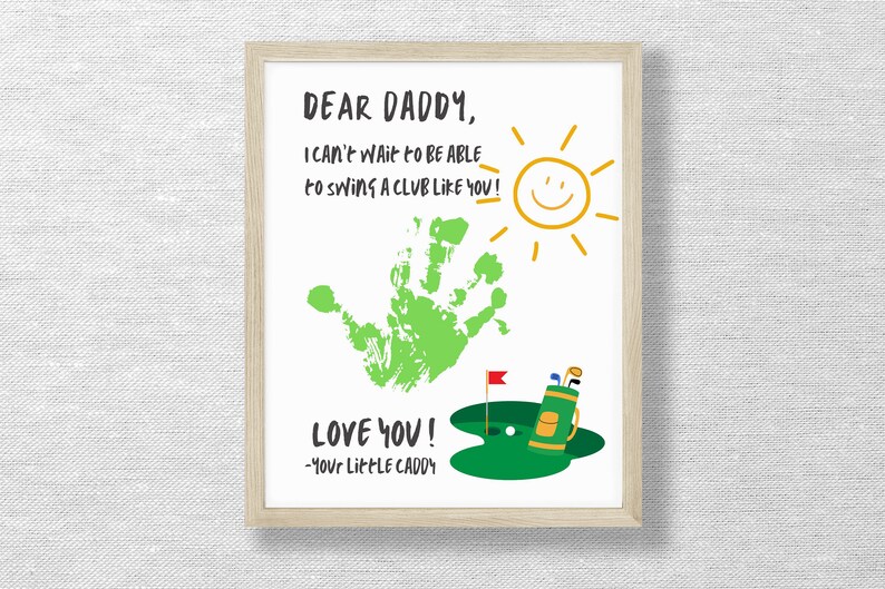 Handprint for golfer Daddy, DIY art craft, Birthday handprint, Fathers Day, Valentine's Day, DIY Printable, Preschool, Child, Toddler, Kids image 2